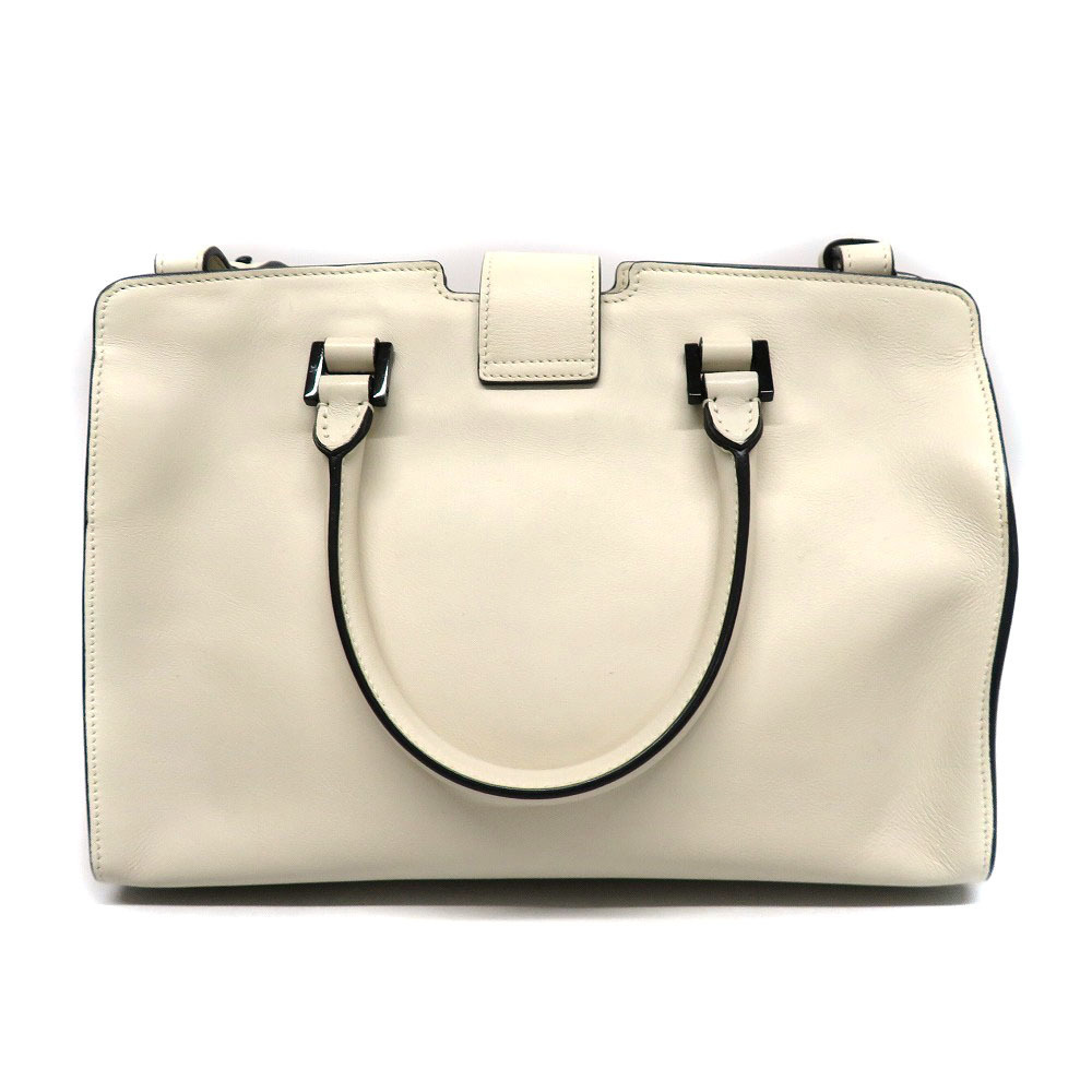 SAINT LAURENT Cabas Shoulder Handbag White Leather - Picture 2 of 9